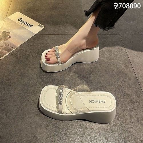 708090한국식 럭셔리 스타일 하이힐 두꺼운 밑창 외출용 슬리퍼 원피스 코디 잘되고 키높임 효과 여름 인기 여성 샌들