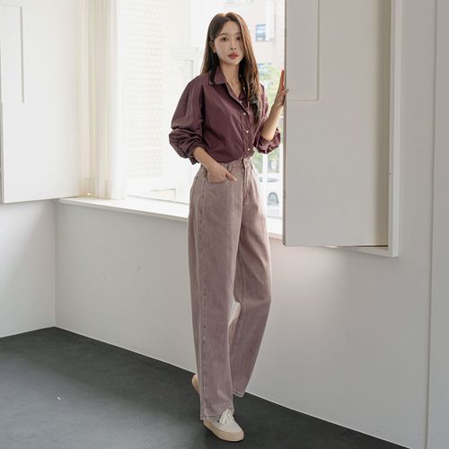 앤더데이 여성용 빈티지 피그먼트 숏롱와이드팬츠
