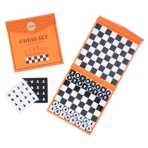 Kikilo 키킬로 어린이 고급 자석 휴대용 여행용 체스판 세트, 1개, Orange