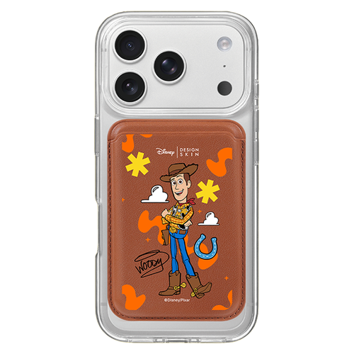 DESIGNSKIN 토이스토리 브라운 맥세이프 레더 포켓, 웨이브 우디, 1개