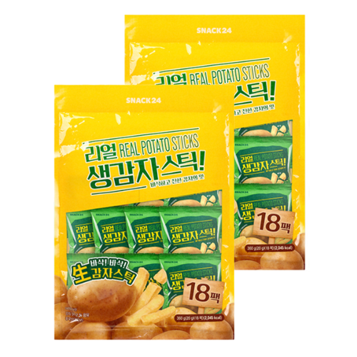 스낵24 리얼생감자스틱 포테이토스낵 대용량 과자, 2개, 360g