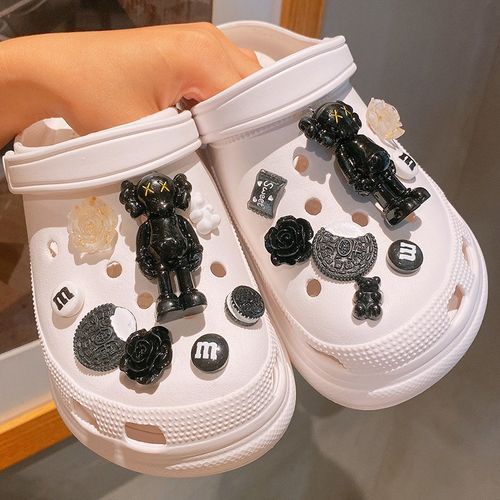블랙 화이트 벌룬강아지 신발파츠 세트 신발악세사리 신발꾸미기