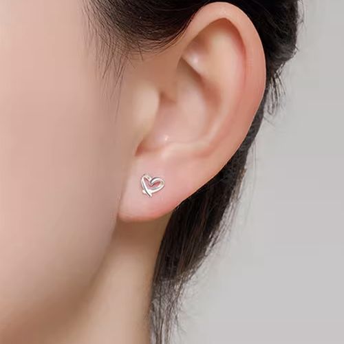 S999 순은 꼬인 하트 미니 스터드 귀걸이 1+1 알러지방지 데일리