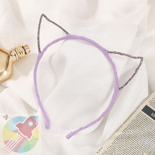 WZK 반짝이 고양이 귀 헤어밴드 연보라 여성헤어밴드 해어밴드