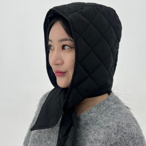 디베일 패딩 바라클라바 겨울 후드 넥워머, 1개, 블랙
