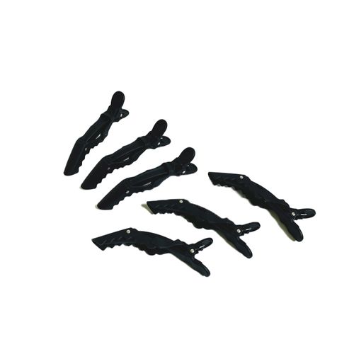 나올 헤어핀 악어핀 이중 고정 집게핀 앞머리 헤어클립 미용실 미용용품, 6개, 검정색