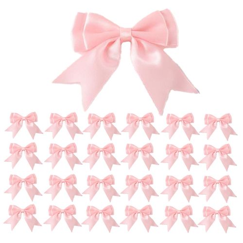 고급 완성 리본 선물 포장 리본 완제품 장식 7cm, 25개, 핑크