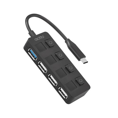 엑토 온오프 C타입 USB 3.2 앤 2.0 개별 전원 멀티허브, HUB-41, 블랙, 1개