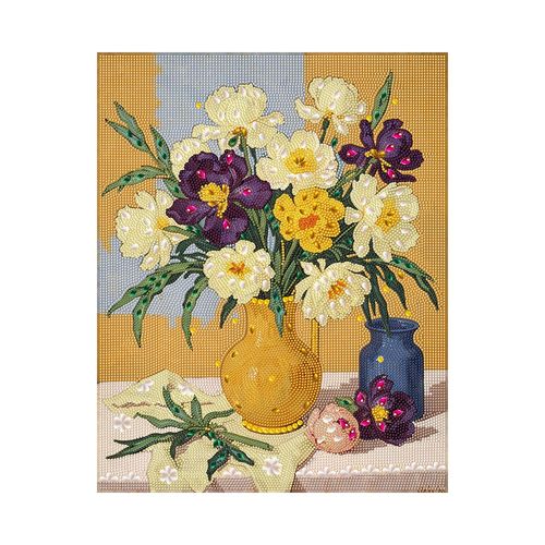 뉴타임즈 보석 자수 신기한 이형 드릴 프레임 포함 치수 40X50cm 다이아몬드 페인팅 이형 다이아몬드 예술품 DIY 핸드메이드 애호가 가정 장식품 선물, 1세트, 꽃 ML030