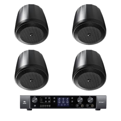JBL Control 62P 2인치 팬던트 30평 매장용 스피커 인티앰프세트 음향패키지, 블랙