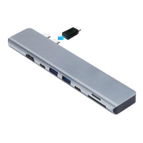 USB C타입 8 in 2 Type-C 허브 HDMI 4K60Hz USB3.0 PD100W SD/TF카드 듀얼디스플레이 맥북 어댑터