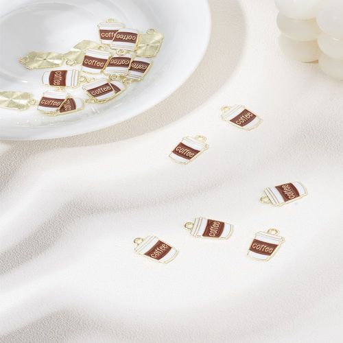 20개 에폭펜던트,합금 에나멜 펜던트 커피 참 장식 펜던트 참장식 18x11x1.5mm, 갈색, 20개