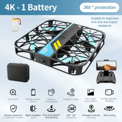 카메라가 달린 미니 8K 드론 휴대하기 쉬운 4K HD 와이파이 FPV 포켓 RC 헬리콥터 쿼드콥터 가족 장난감 선물 4DRC V37 신제품