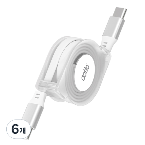 엑토 C타입-C타입 60W PD 자동감김 고속충전 케이블, 95cm, 혼합색상, 6개