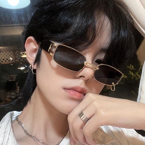남자 여자 스몰사이즈 레트로 복고 빈티지 골드 유니크 사각 메탈 힙한 패션 선글라스