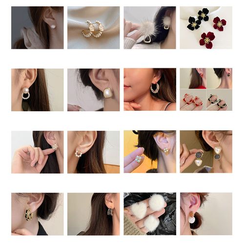 패션 귀걸이 16종 인조자개 진주 원석 장식 침형 925 스털링 은침 예쁜 귀고리