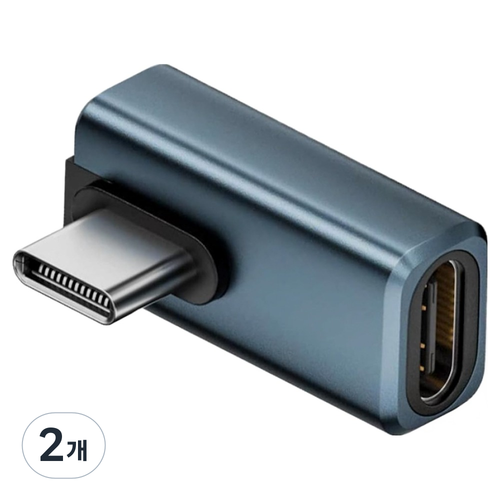 베이직기어 썬더볼트 호환 USB4 240W 80G Gen3 C타입 90도 꺾임 연장 젠더, 2개, BGU90B