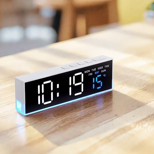 모이지 LED 탁상 시계 온도 디지털 자동 밝기 조절 알람 인테리어 시계 MZ-C20, MZ-C20