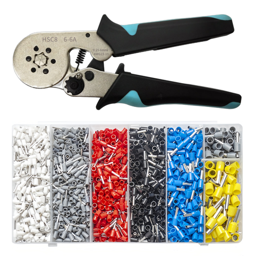 펜홀단자2200PCS+전문용 압착기6각 HSC8 6-6A(실버) 페룰 페놀 ferrule 핀 커넥터 터미널, 1세트