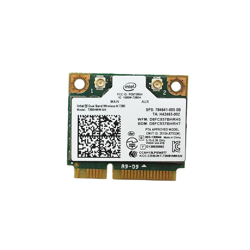 인텔 N7260HMWAN 듀얼밴드 Wireless-N 7260 2.4G 5G 블루투스 4.0 하프미니 PCIe 무선랜카드, 1개, Intel N7260HMWAN