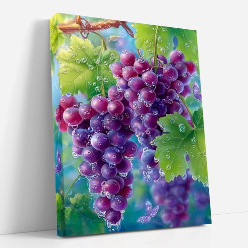 뉴타임즈 보석 자수 다이아몬드 그림 3D 입체 효과 다이아몬드 자수를 붙이다 DIY 핸드메이드 애호가 풍경화 홈 인테리어 특별한 선물, 1세트, 포도 00316
