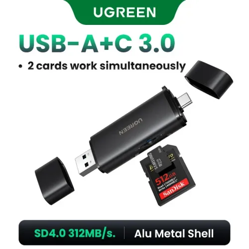 UGREEN USB C SD 4.0 카드 리더 메모리 312MBs USB3.0&USB to 마이크로 TF (PC 노트북 UHS-IIUHS-I 지원)