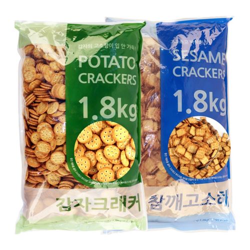 자연톡 신흥제과 감자크래커 참깨고소해 두가지 조합 대용량 인기 단체 회사 어린이집 옛날과자 간식