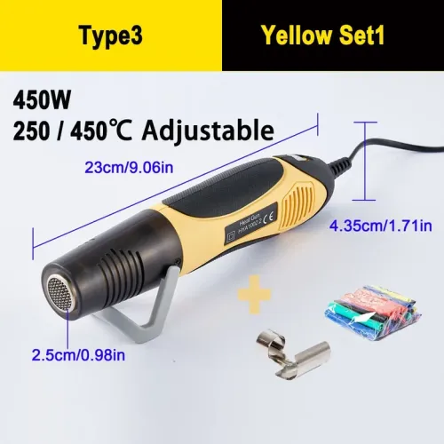 350W/450W 2단 미니 핫 에어 건 가열 용접 히트 휴대 전화 수리 자동차 필름 도구 온도 조절 가능