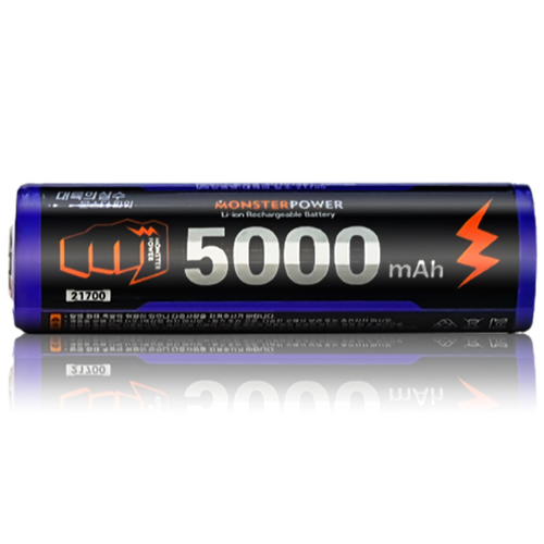 몬스터파워 21700 5000mAh 충전식 리튬이온 배터리 3.7V 보호회로 고방전 건전지, 1개, 1개입