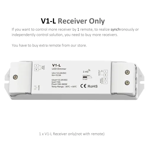 V1-L LED 조광기 DC 12V 24V 무단 스위치 컨트롤러 Wifi 무선 원격 단색 스트립 라이트 푸시