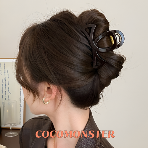 COCOMONSTER 프리미엄 리본 올림머리 헤어 집게핀 반머리 악어 집게핀 8.5cm