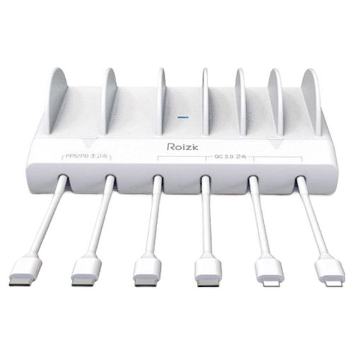 로이직 초고속 PPS PD 6포트 멀티충전기 RZ-615 화이트 + C타입 케이블 4p + 8핀 케이블 2p 세트, 화이트, 1세트