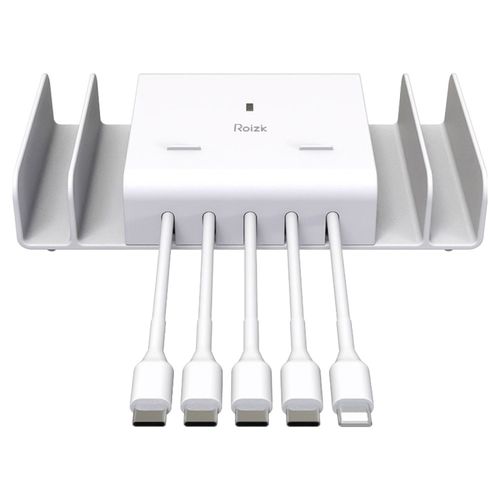 로이직 5포트 고속 멀티충전기 C타입 4p + 8핀 1p, 화이트, 1세트