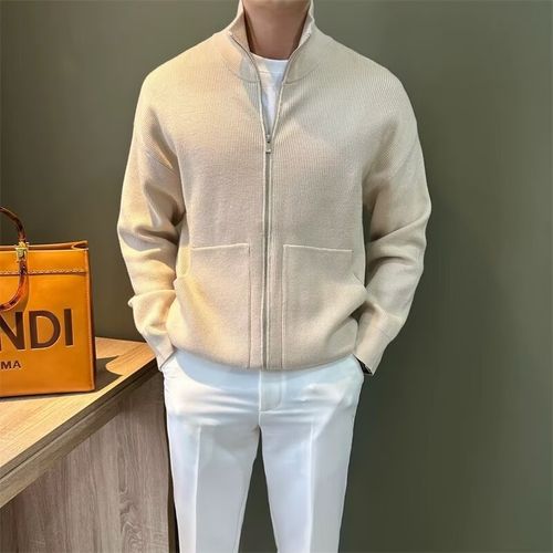 기본 집업 니트 가디건 남성용 봄 가을 스웨터 데일리 아우터 하이칼라