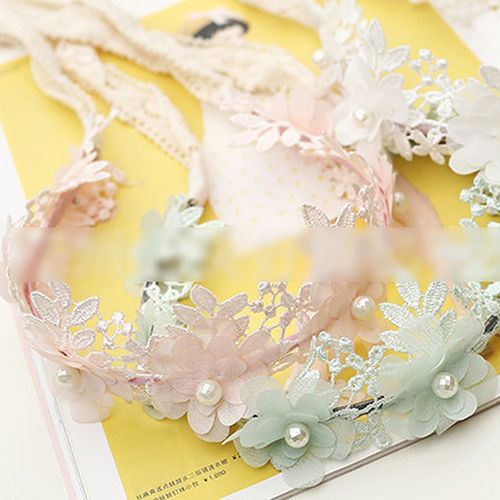 꽃자수헤어밴드 와이어 헤어용품모음 왕관띠 분홍화관 아동악세사리머리띠 셀프웨딩 우정사진 복고포