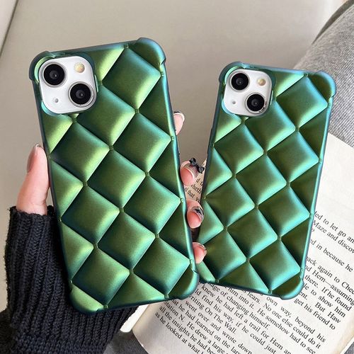 아이수트 3D 매트 스킨 퀄팅 큐브 입체 도금 체크 폰케이스 아이폰 14 프로 맥스 for IPhone 14 13 12 11 프로 맥스 미니 SE2 7 8