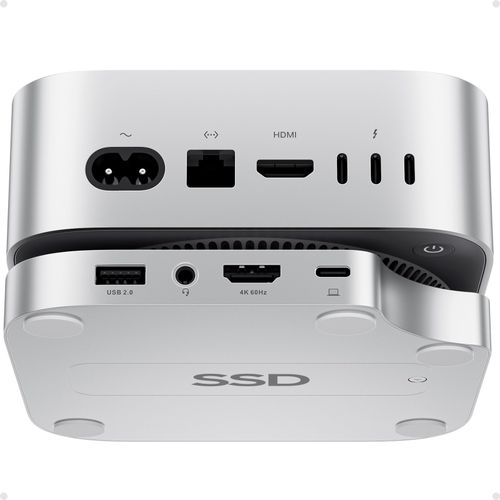 PULWTOP 맥 미니 M4 허브 & 스탠드 (9-in-1, M.2 NVMe S-SD 케이스, HDMI 4K), SILVER, 6개
