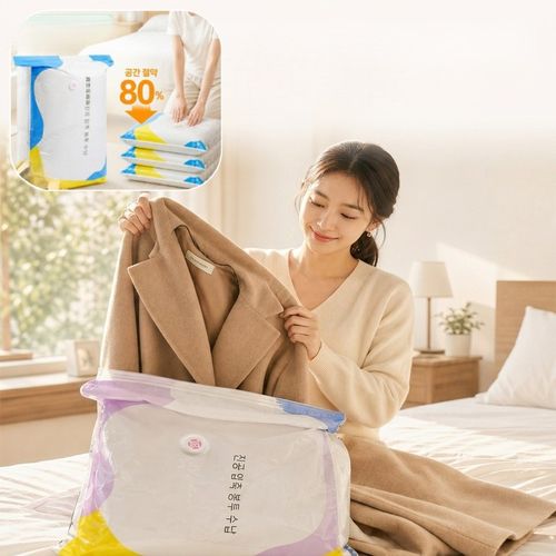진공 필요 없는 항균 이불 수납 이중 보호 두꺼운 3D 진공 압축백