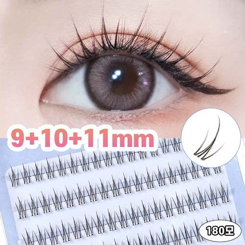 Winkii 노글루 속눈썹 자연스러운 투명라인 포인트 아이래쉬 9+10+11mm 풀 필요없음 180모 대용량