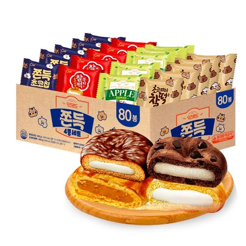 청우 오즈랜드 쫀득 세트 /쫀득초코칩+찰떡쿠키+초코파이찰떡+그랑쉘사과 (총80)