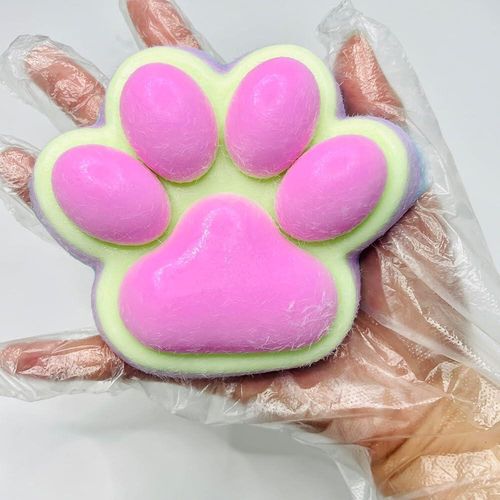 12.7cm(5인치) 큰 고양이 발바닥 스퀴즈 장난감, 매우 부드러운 스퀴시 불안 편안한 케어를 위한 피젯 만 16세 이상 성인 청소년, 귀여운 끈적한 (퍼리 핑크)