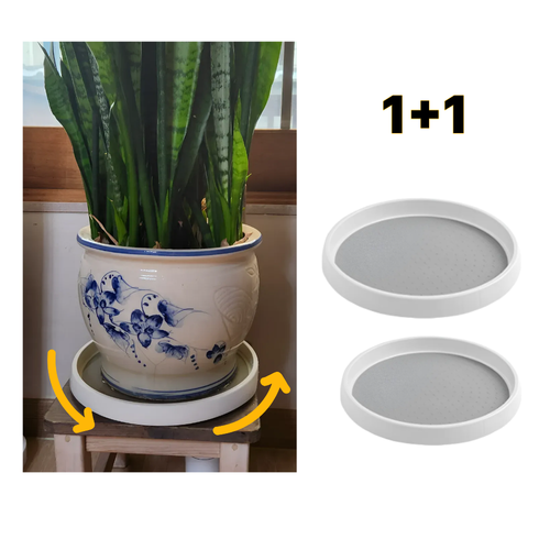 누아니 회전 화분 수납 정리 트레이 1+1, 2개, 화이트