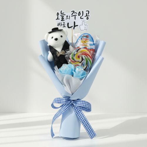 롤리킨더곰 킨더조이 롤리팝사탕 선물 인형 꽃다발