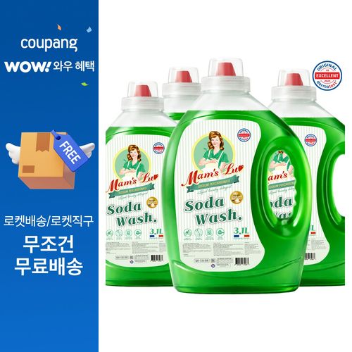 맘스럽 소다워시 액체세제 플로럴향 고농축 실내건조 베이킹소다 세탁세제 더마테스트인증, 4개, 3.1L