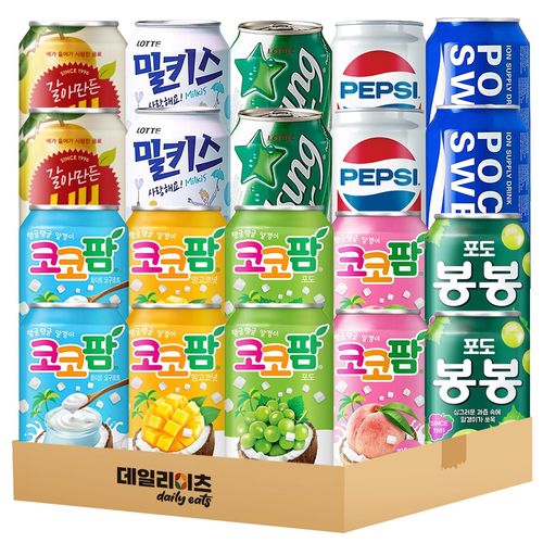탄산 과일 음료수 뚱캔 10종 20캔 B세트, 1세트, 340ml