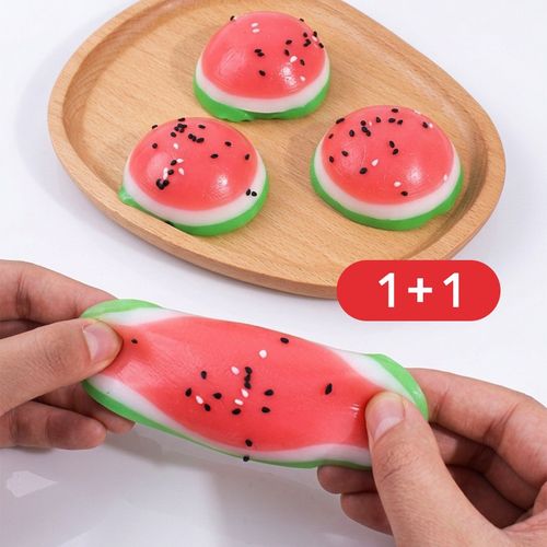 수박 말랑이 주물럭 스퀴시 스트레스 해소 장난감 1+1, 2개, 32g, 레드그린
