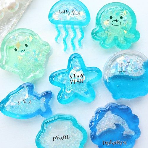 레진몰드 바다친구쉐이커 2종 모양 투명 실리콘 몰드 DIY 공예용 트렌디한 키치 감성 쪼만한마을