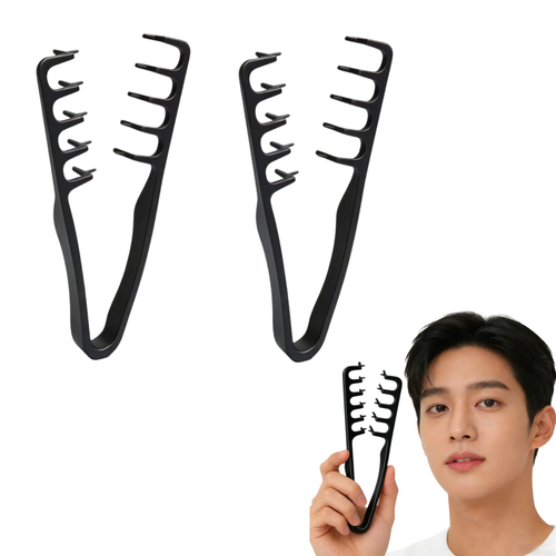 픽클리 스타일링 볼륨업 쉐도우 헤어브러쉬 남여공용 앞머리 헤어빗 가르마 컬 웨이브 브러쉬, 2개, 블랙