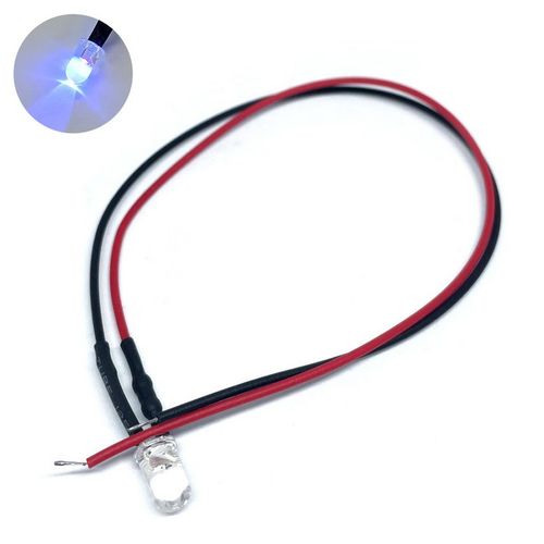 12V 5mm DIP LED 발광 다이오드 플래시 바이올렛 UV 395nm 하네스 케이블 20cm (HAL6528-1)