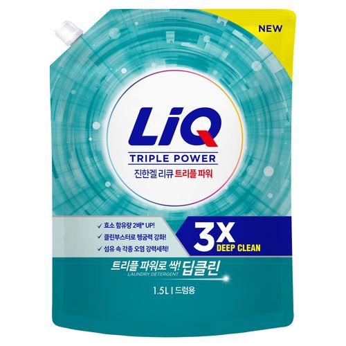 리큐 진한겔 딥클린 트리플 파워 세탁세제 드럼용 리필, 1.5L, 1개